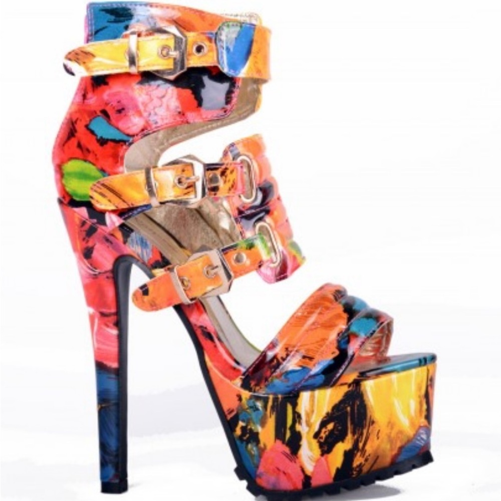 Ami clubwear floral platform heels size 9